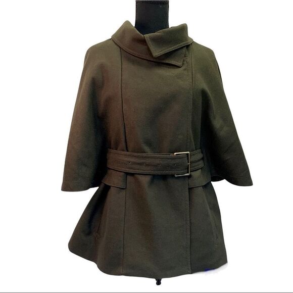 Andrew Marc Aerial Wool Capelet Jacket Green size 12 - Picture 3 of 13